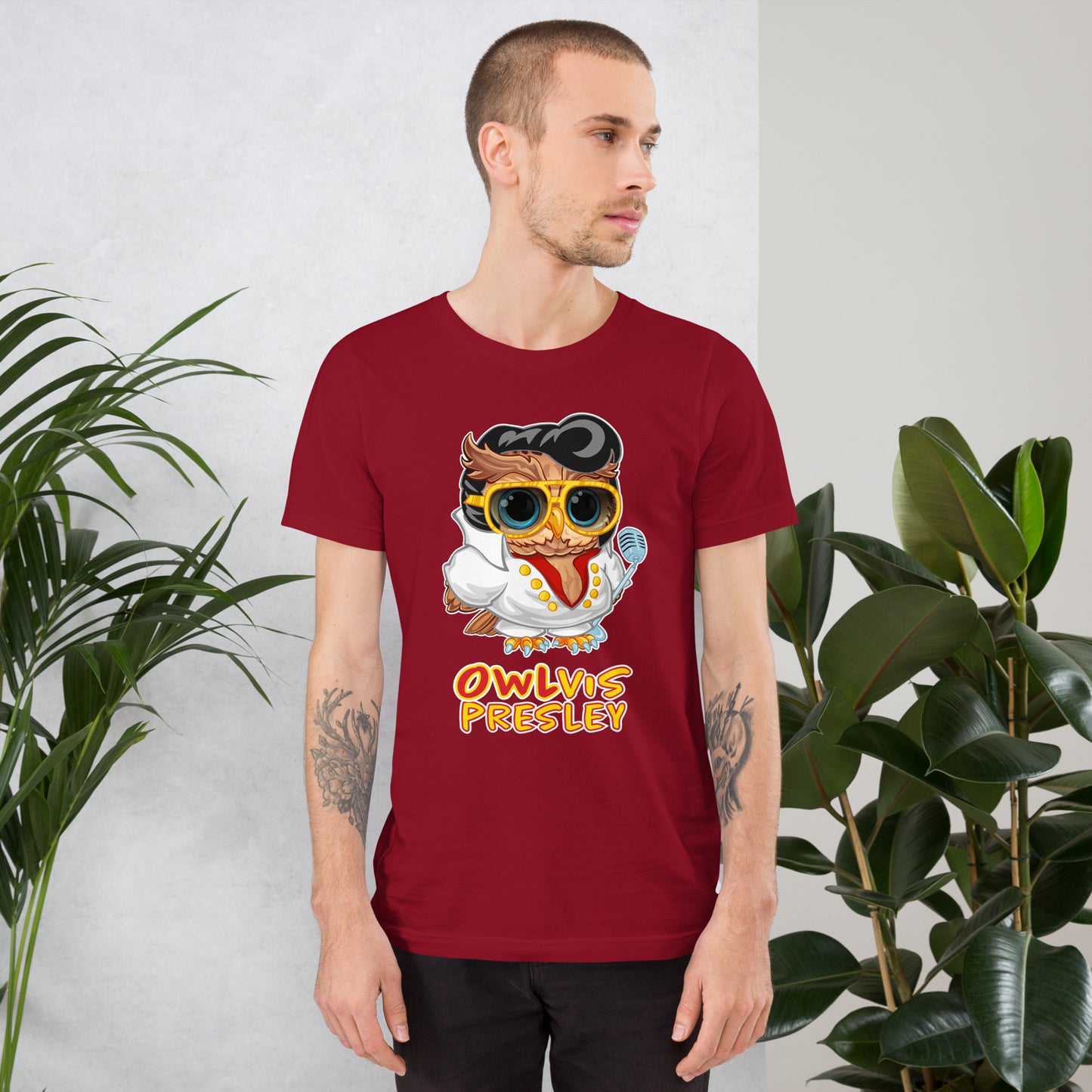 Owlvis Presley Unisex t-shirt